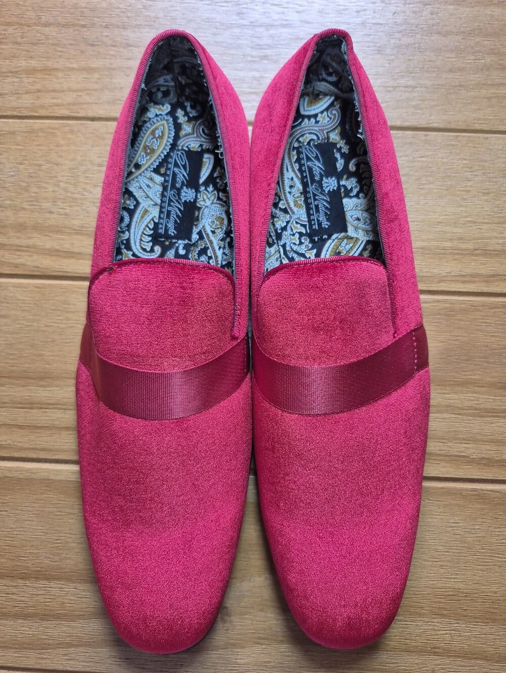 After Midnight Men's Red Velvet Slip-On Loafers - Size 13
